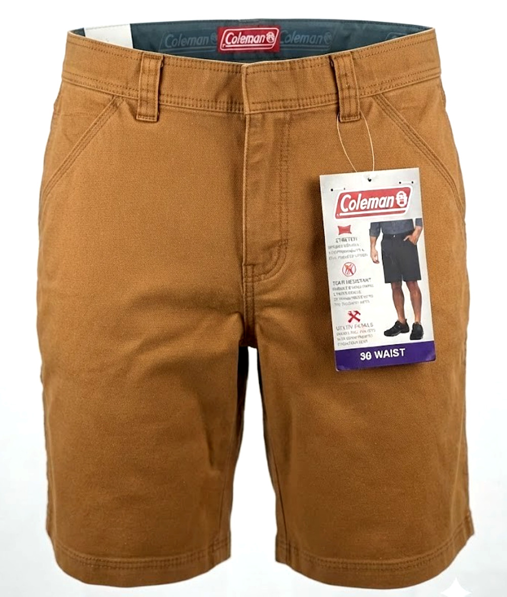 New Men's Coleman Utility Work Shorts Size 36 Stretch Canvas Brown NWT